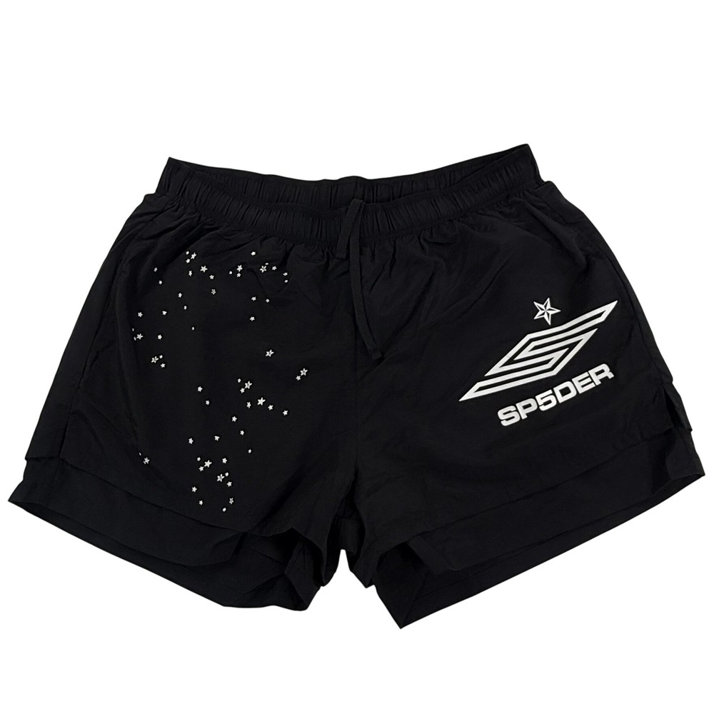 Sp5der Worldwide Black Star Constellation Track Shorts Mens 2XL Streetwear